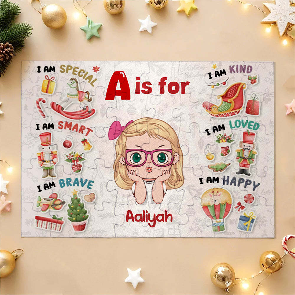 Jigsaw Puzzle Personalized - Playful Christmas Kid Puzzle - Gift For Kids, Grandkids - Personalized Puzzle Christmas Gifts - auphotoblanket
