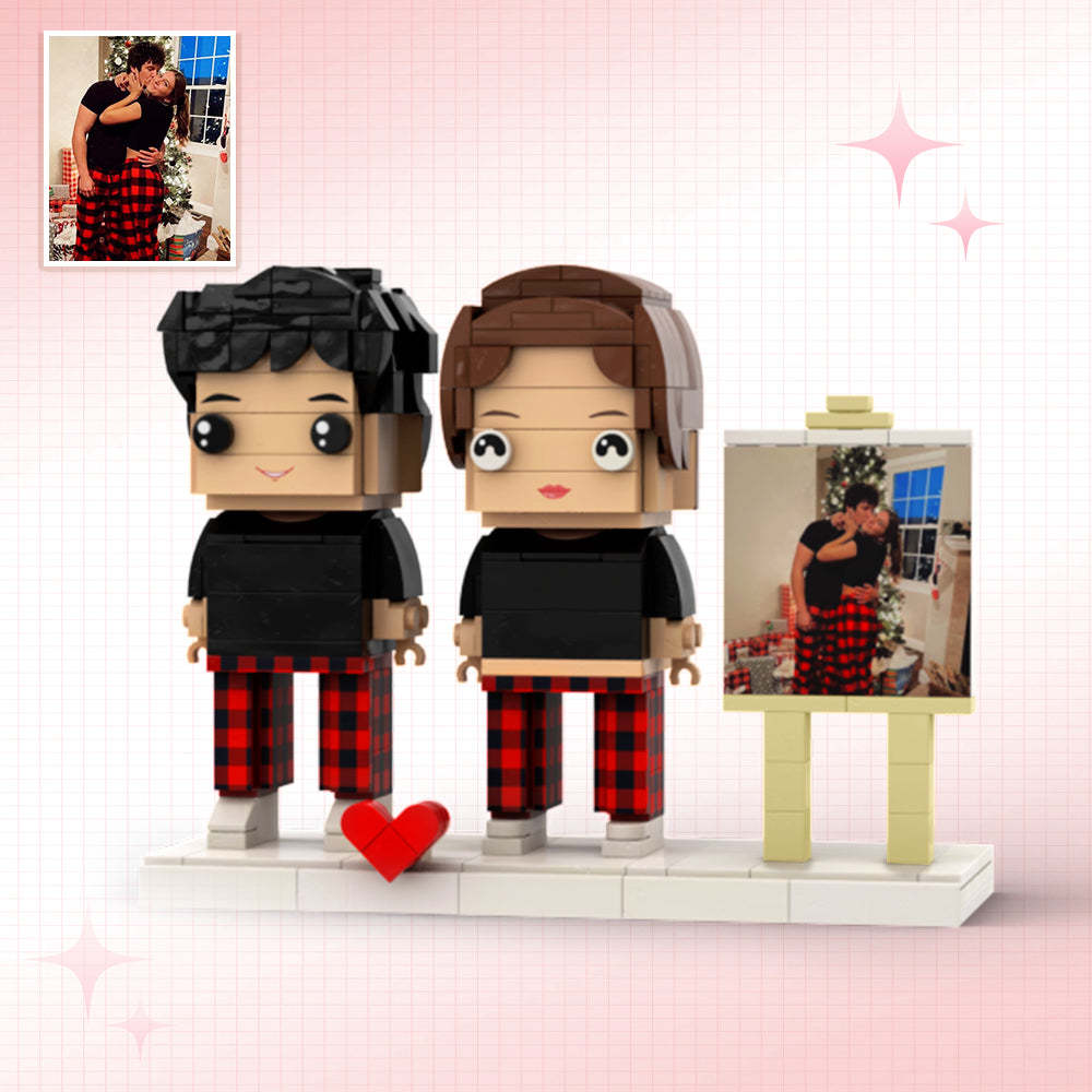 Customizable Fully Body 2 People Custom Brick Figures Brick Me Figures With Photo - auphotoblanket