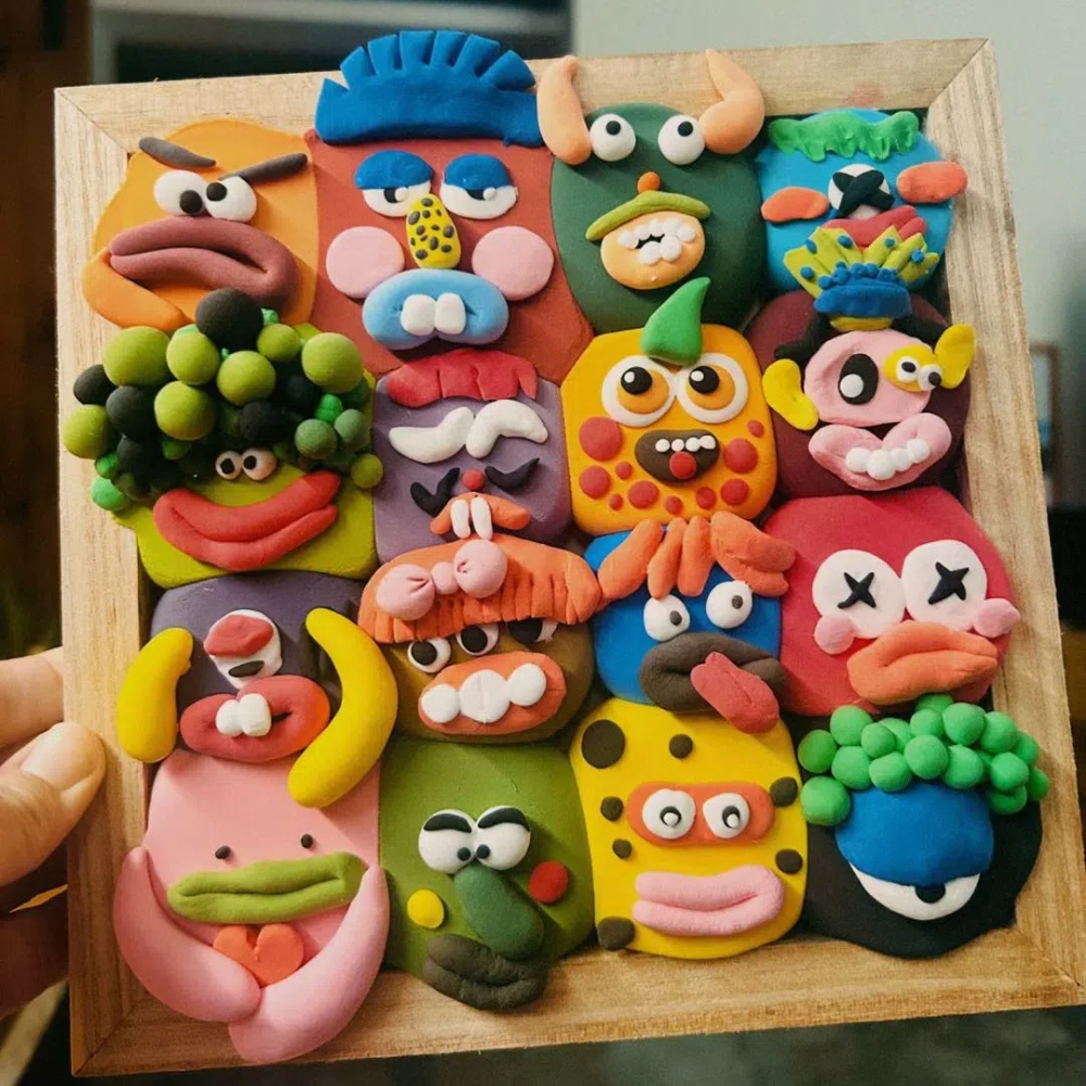 Valentine's Day Couple DIY Clay Painting 48 Color Clay Cute Monster Beautiful Gift For Her Let Your Imagination Run Wild - auphotoblanket