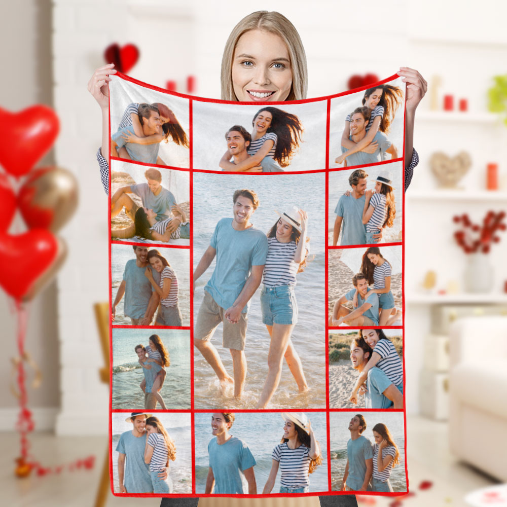Custom Photo Blanket Personalized Collage Photo Blanket Photo Album Blanket Gifts for Lovers Valentine's Day Gifts
