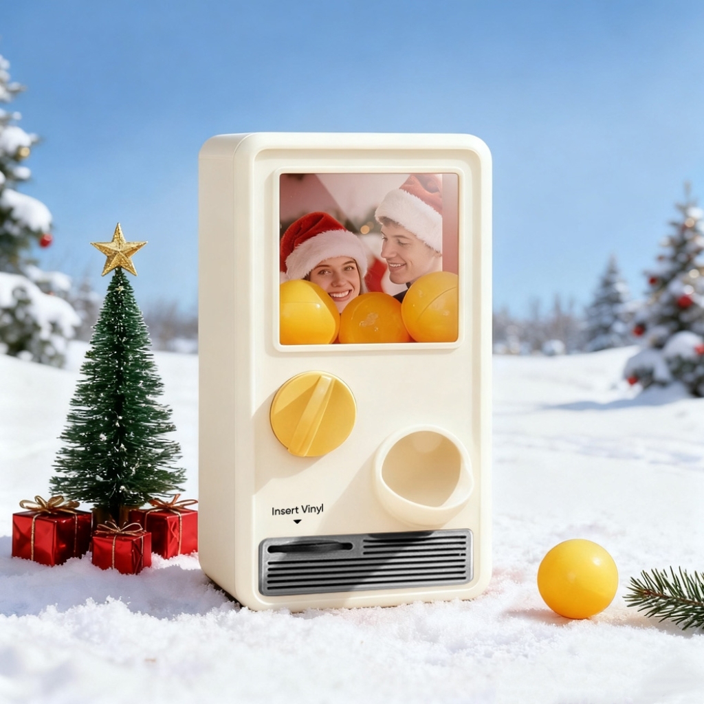 (Pre-Sale, Ships on 25/10) Personalized Music and Photo Music Gachapon Machine Custom Song Mini Record Box Retro Christmas Gifts for Her - auphotoblanket