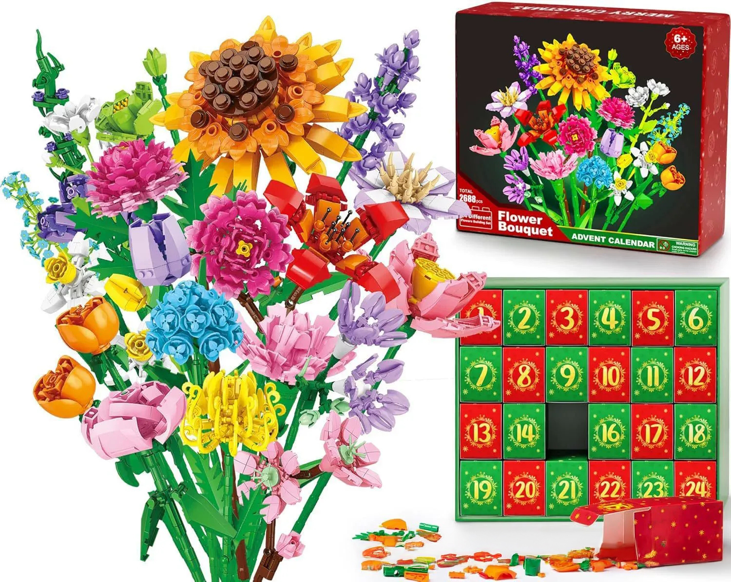 Flower Bouquet Advent Calendar Building Blocks – Christmas Countdown Blind Box