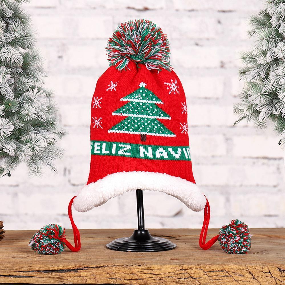 Christmas Hat Kids Christmas Beanie Colorful Santa Hairball Hats - UNIVERSAL SIZE