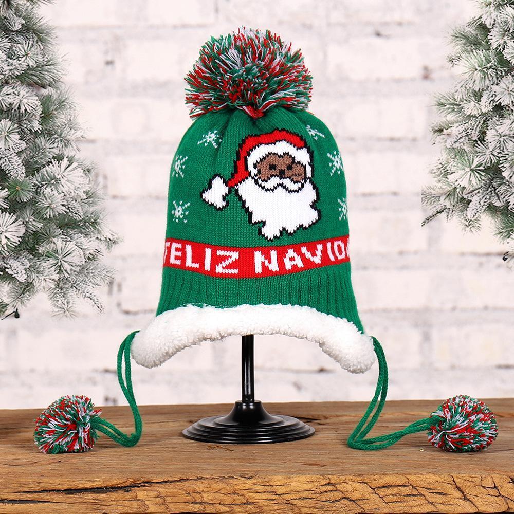 Christmas Hat Kids Christmas Beanie Colorful Santa Hairball Hats - UNIVERSAL SIZE