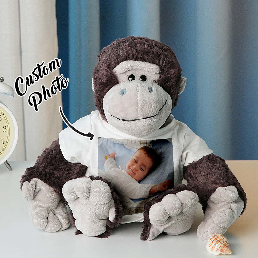 Personalized Animal Plush Stuffed Toy Birth Announcement Custom Photo Text Gift for Baby Shower - auphotoblanket