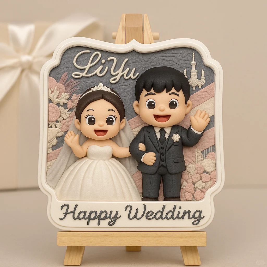 Romantic 3D Cartoon Style Wedding Figurine Custom Printed from Your Favorite Couple Photo - auphotoblanket