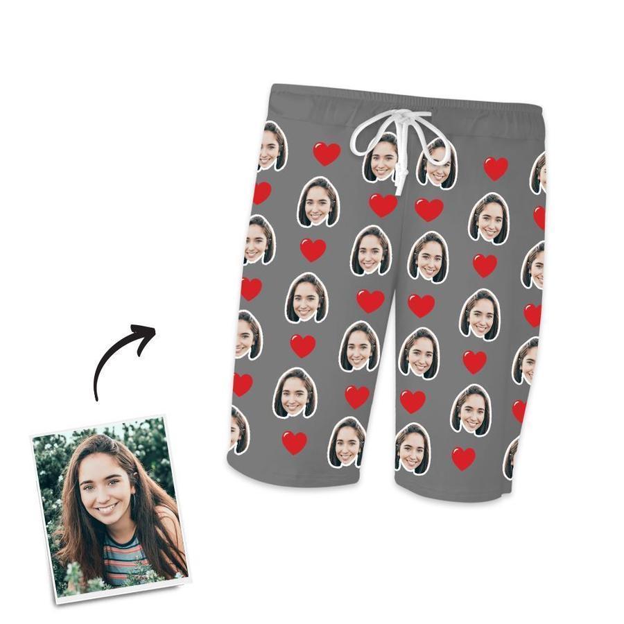 Customized Photo Face Short Sleeved Pajamas - Hearts - auphotoblanket