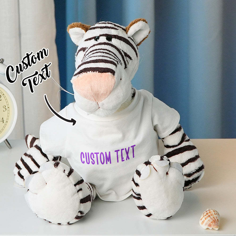 Personalized Animal Plush Stuffed Toy Birth Announcement Custom Photo Text Gift for Baby Shower - auphotoblanket