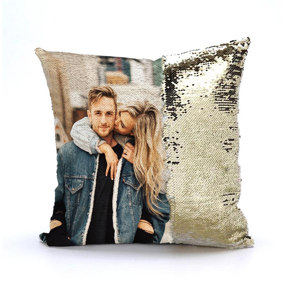 Valentine's Day Gift Full Printing Reversible Personalised Photo Sequin Pillow 15.75" x 15.75"