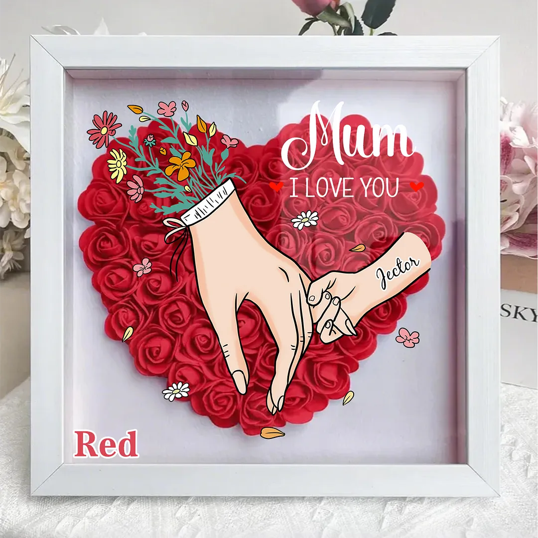 Family Love Blooms Forever - Personalised Mom & Grandma Flower Shadow Box with Names - auphotoblanket