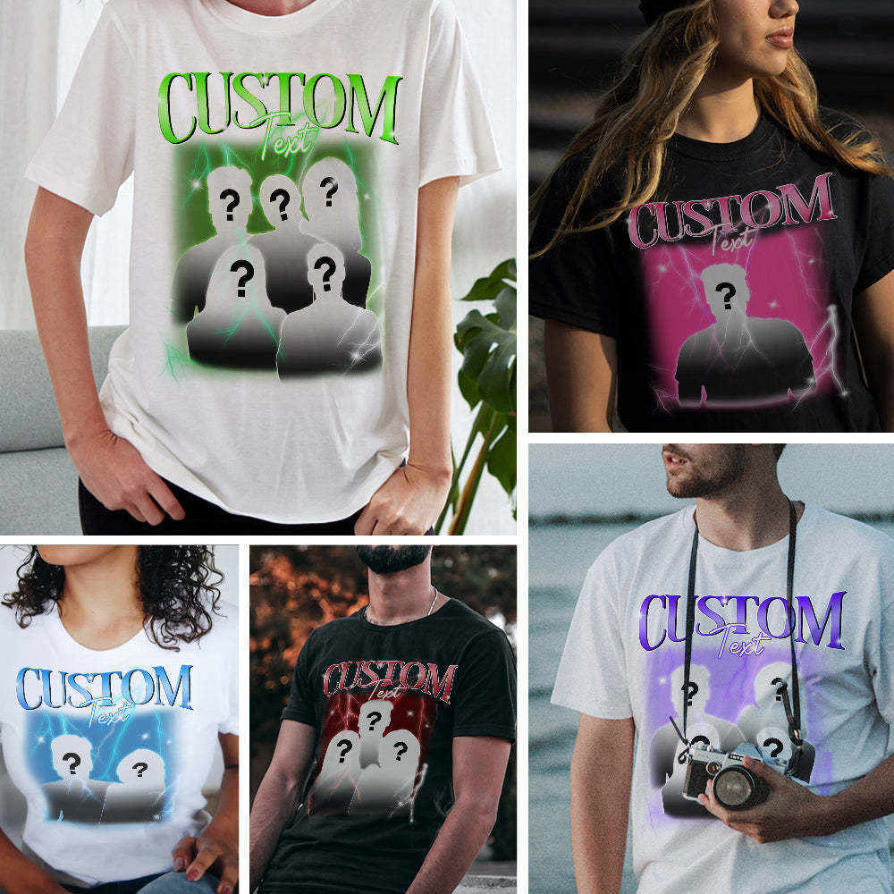 Custom Text Vintage T-shirt Personlised Funny Question Mark T-shirt - Get Photo Blanket
