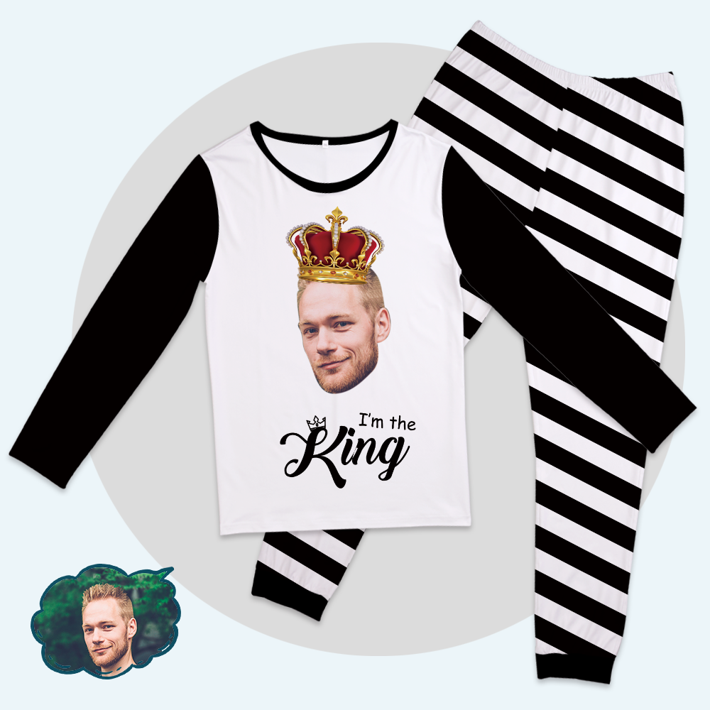 Custom Face Pajama Tops King And Queen Matching Pajamas-I'm The King - auphotoblanket