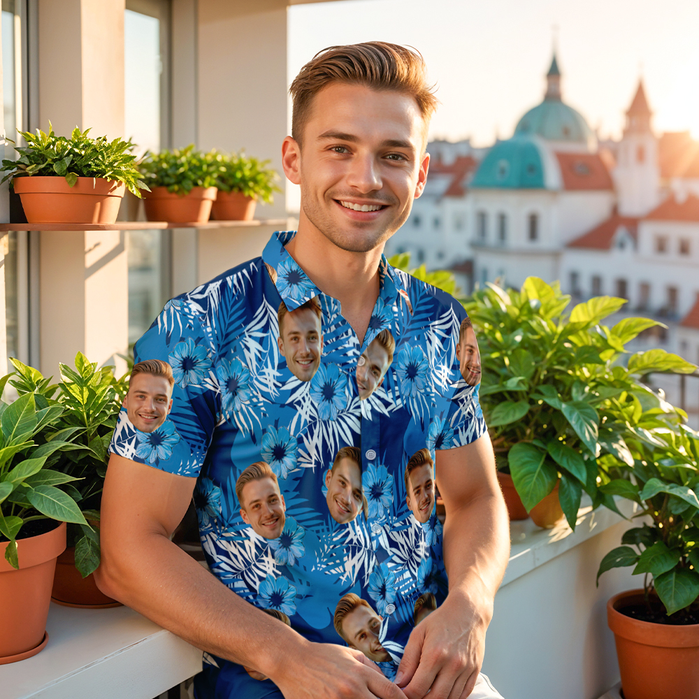 Tropical Blues - Custom Men Hawaiian Shirt - auphotoblanket