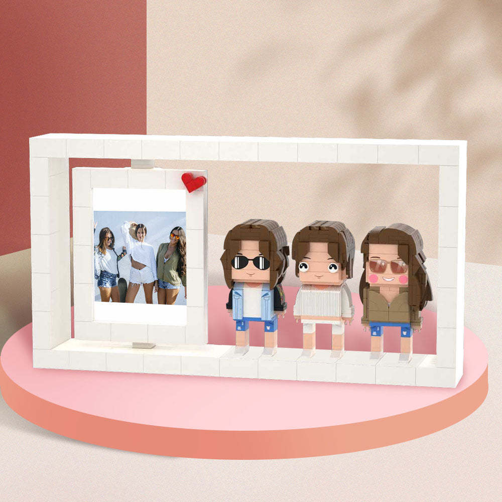 Gifts for Girlfriends Full Body Customizable 3 People Custom Brick Figures Photo Frame Small Particle Block - auphotoblanket