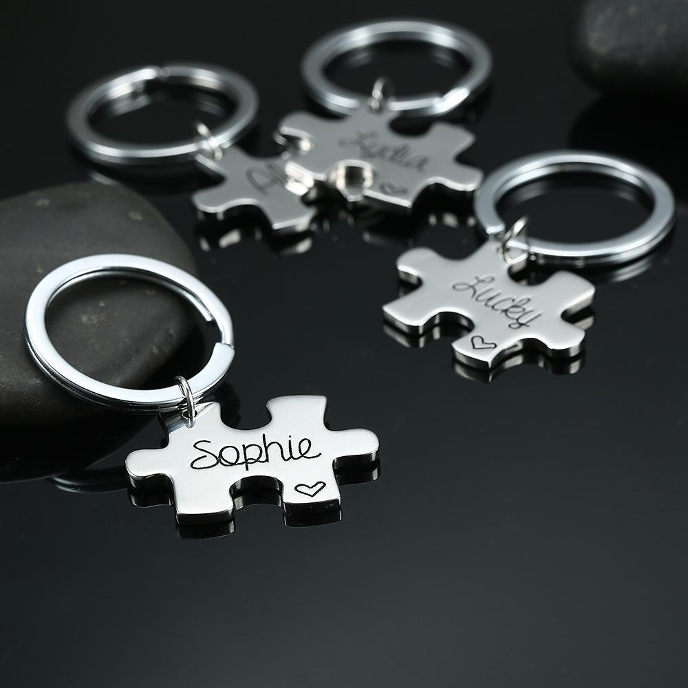 Custom Engraved Name Puzzle Keychain