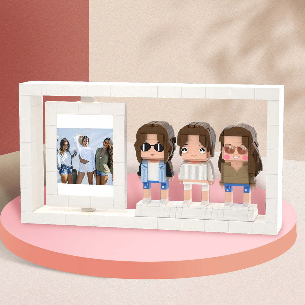 Gifts for Girlfriends Full Body Customizable 3 People Custom Brick Figures Photo Frame Small Particle Block - auphotoblanket