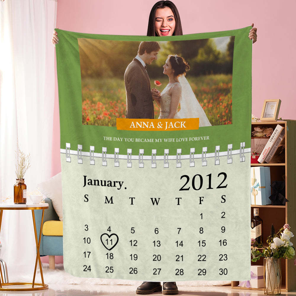 Custom Blankets Anniversary Gift Personalised Photo Blanket With The Name and Date