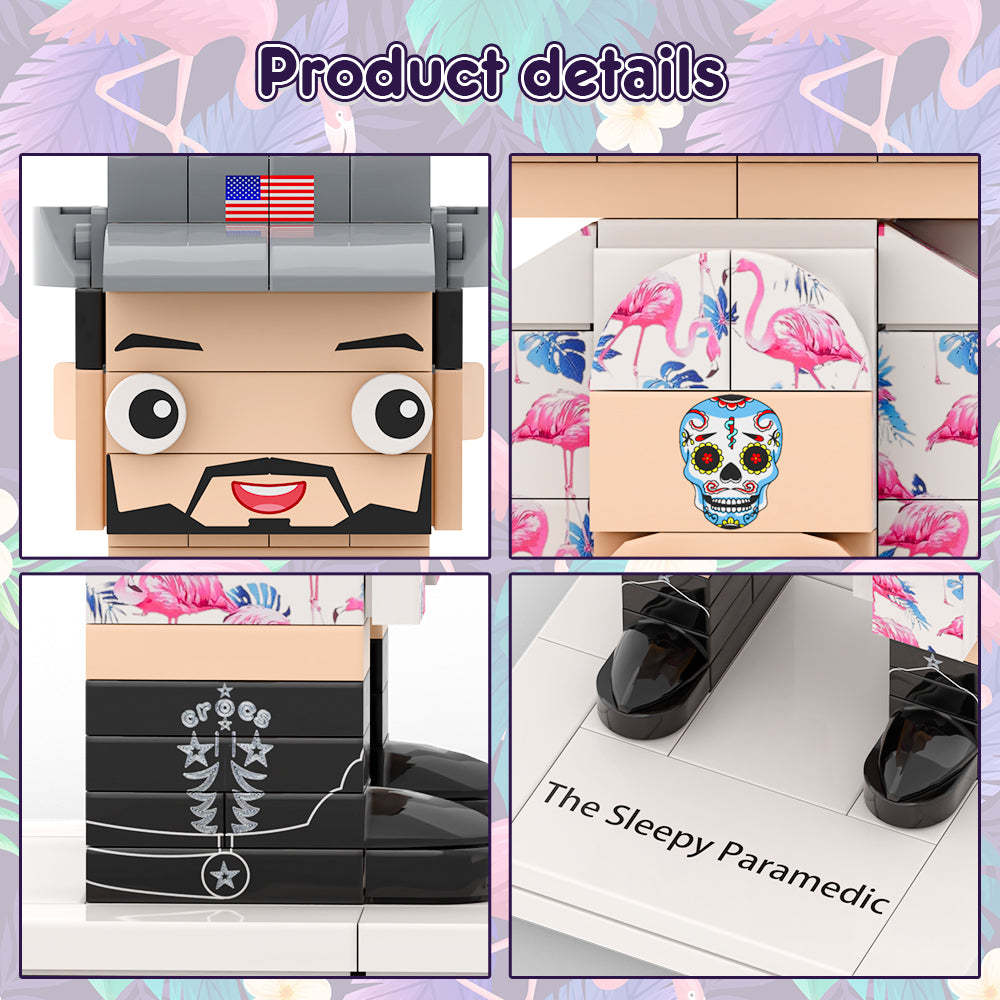 The Sleepy Paramedic Recommended Full Body Customizable 1 Person Custom BrickHeads Upgraded Version Small Particle Block Toy For All Brick Figure Lovers Personalized Father's Day Gift - auphotoblanket