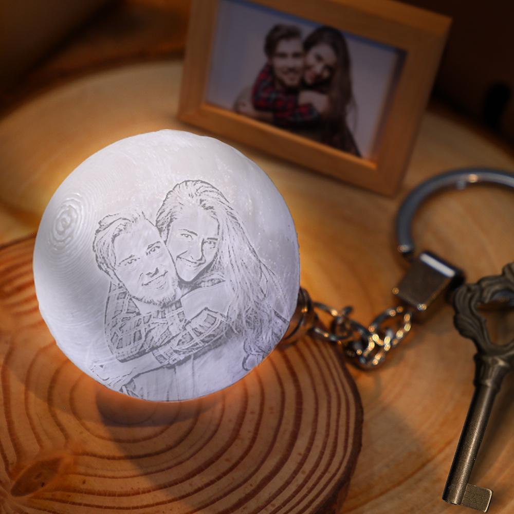 Custom Photo Keychain 3D Printed Moon Lamp