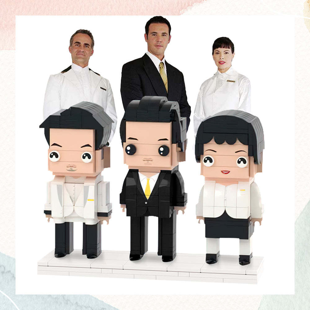 Valentine's Day Gifts Gifts for Colleagues Full Body Customizable 3 People Custom Brick Figures Small Particle Block - auphotoblanket