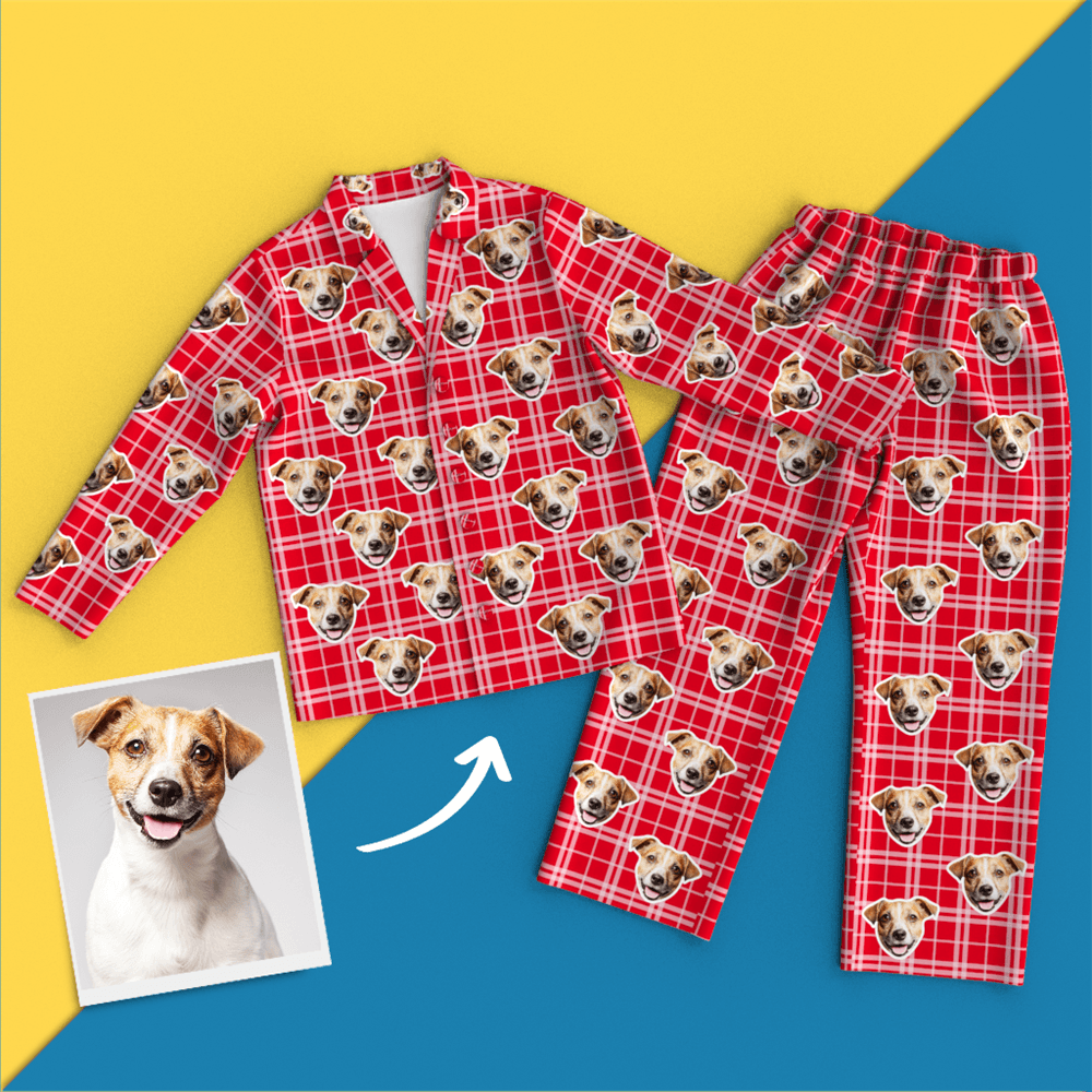 Custom Face Pajamas Long Sleeve Leisure Wear - Red - auphotoblanket