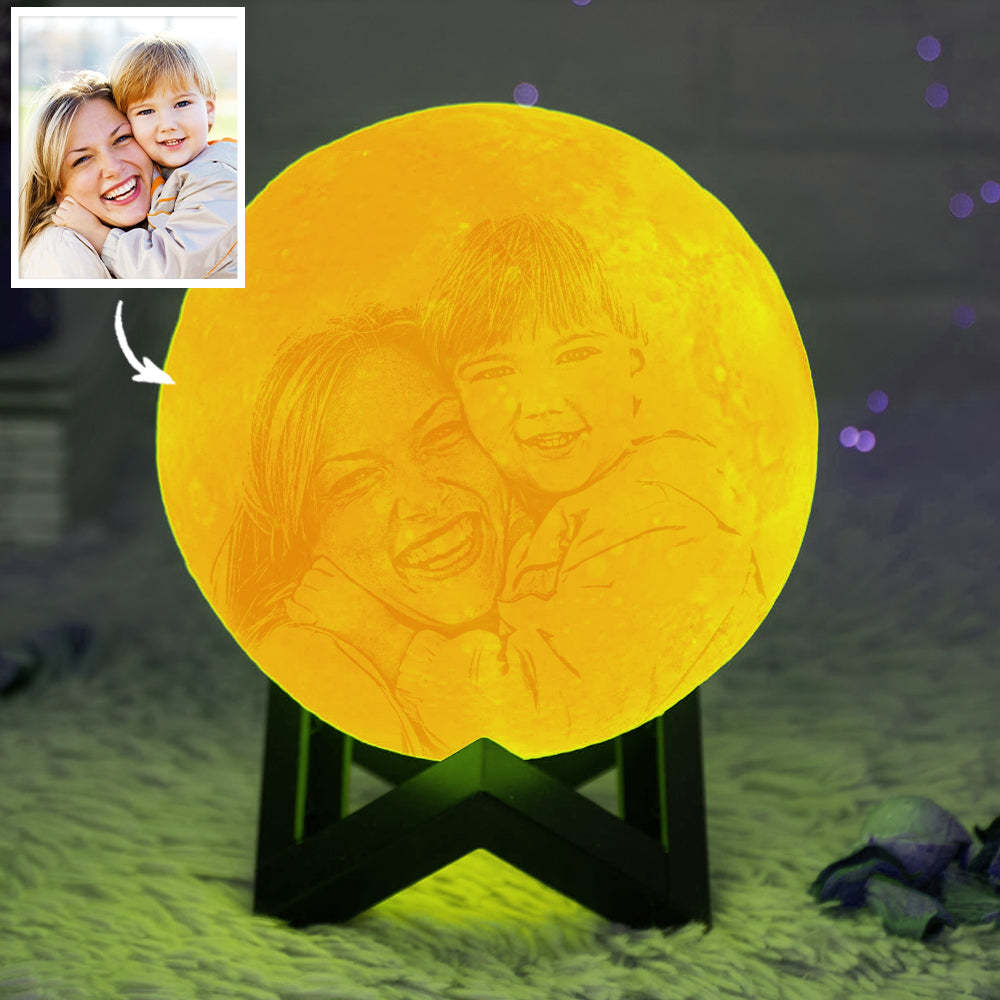 Mom's Gifts Custom Photo Moon Lamp Picture Light Engraved - auphotoblanket