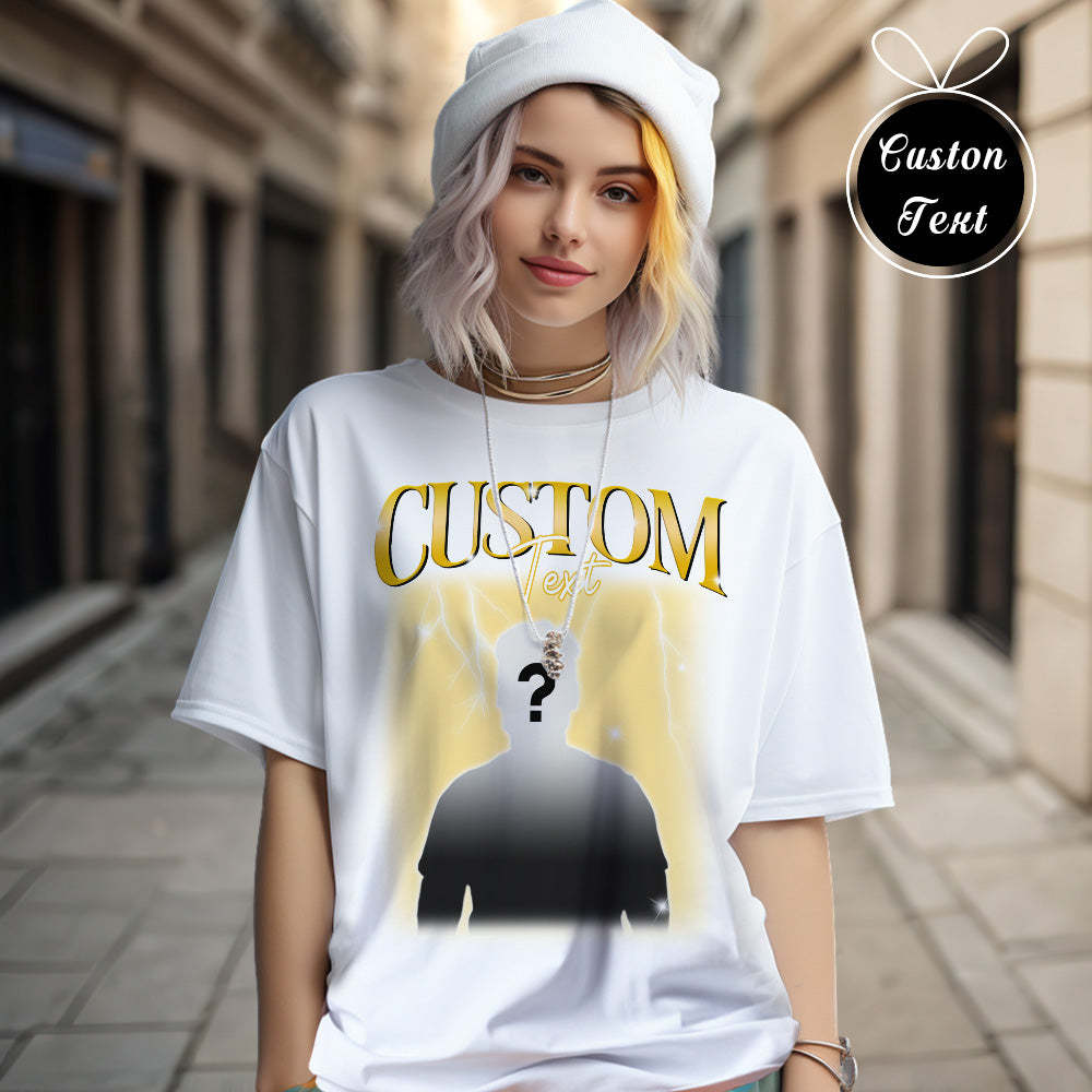 Custom Text Vintage T-shirt Personlised Funny Question Mark T-shirt - Get Photo Blanket