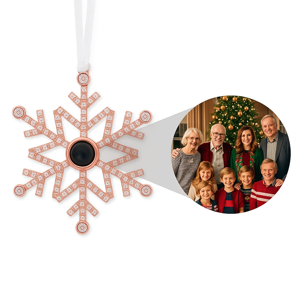 Personalized Pink Snowflake Photo Ornament Custom Projection Ornaments Christmas Gifts - auphotoblanket