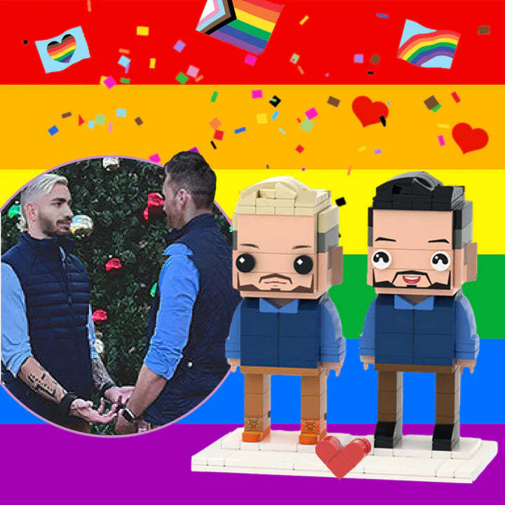 Customizable Fully Body 2 People Custom Brick Figures Best Brother Brick Me Figures - auphotoblanket