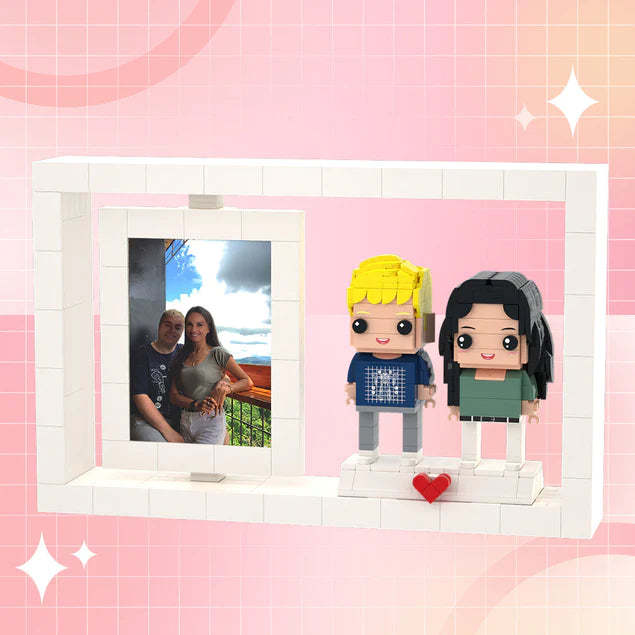 Full Body Customizable 2 People Photo Frame Custom Brick Figures Small Particle Block Brick Me Figures - auphotoblanket