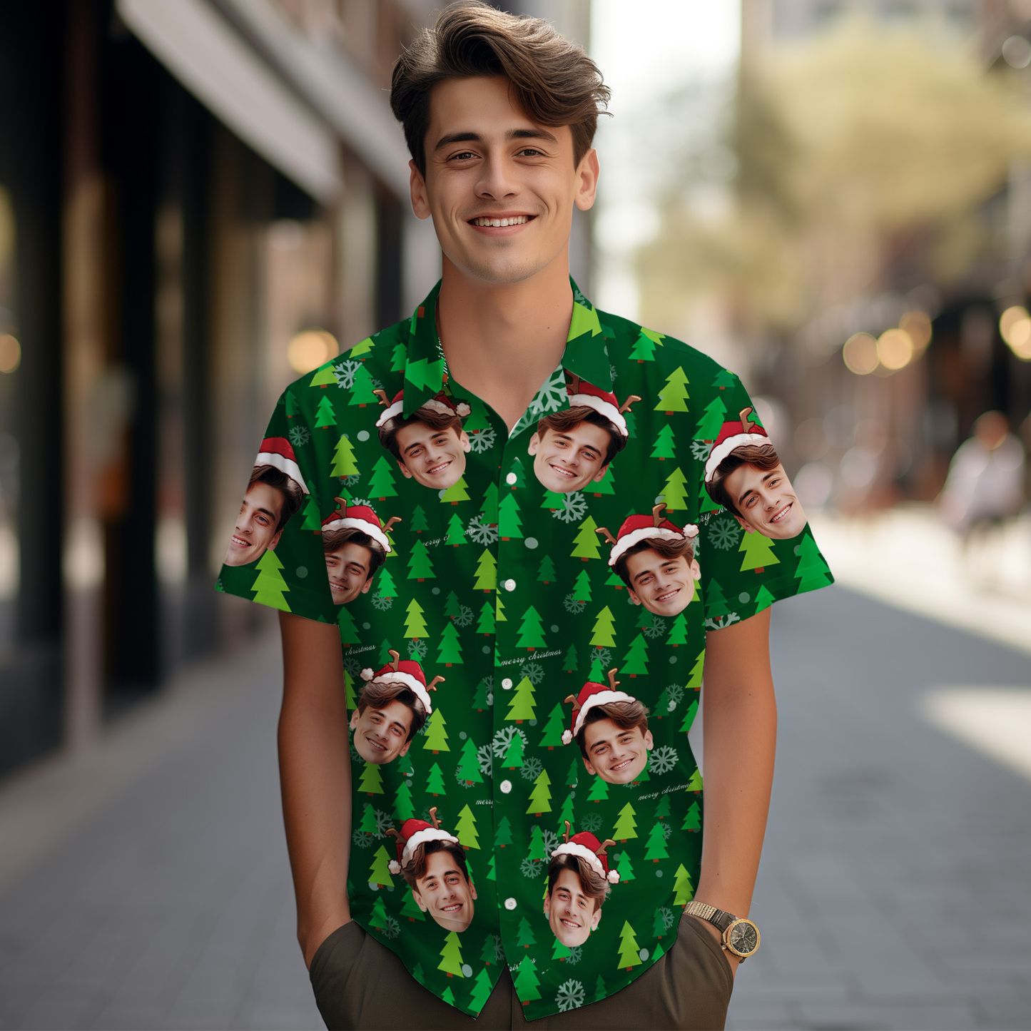 Custom Face Button-down Shirts Custom Face Shirts Christmas Gift For Him - auphotoblanket
