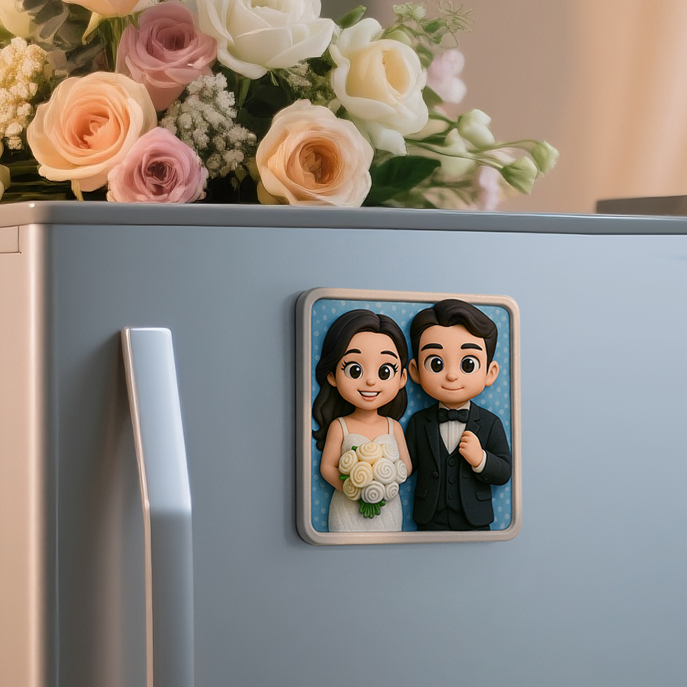 Romantic Custom 3D Fridge Magnet Couple Gift from Photo Personalized Magnetic Decoration for Anniversary - auphotoblanket