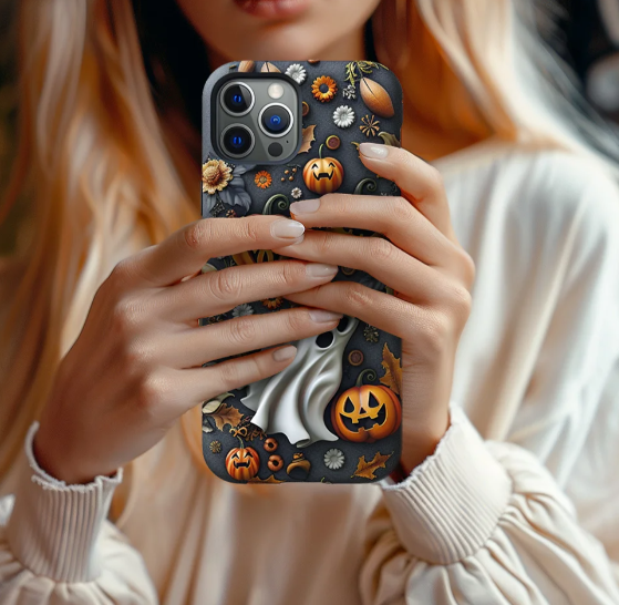 Halloween Pumpkin Ghost Phone Case, Multiple Styles Available,iPhone, Pixel, Samsung