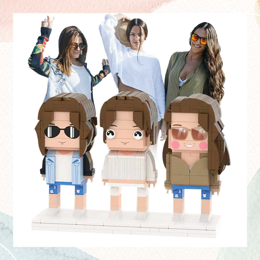 Valentine's Day Gifts Gifts for Girlfriends Full Body Customizable 3 People Custom Brick Figures Small Particle Block - auphotoblanket