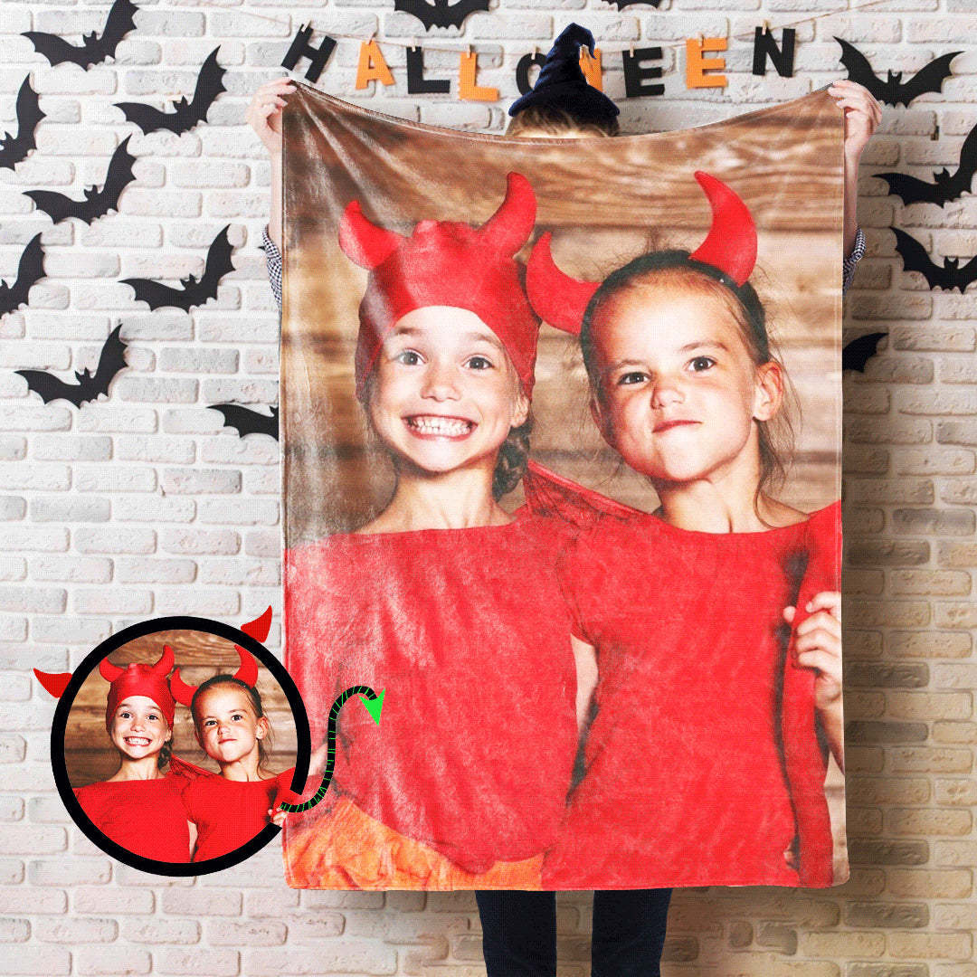 Gift for Family Personalized Photo Blanket Custom Picture Blanket Best Halloween Gifts - auphotoblanket
