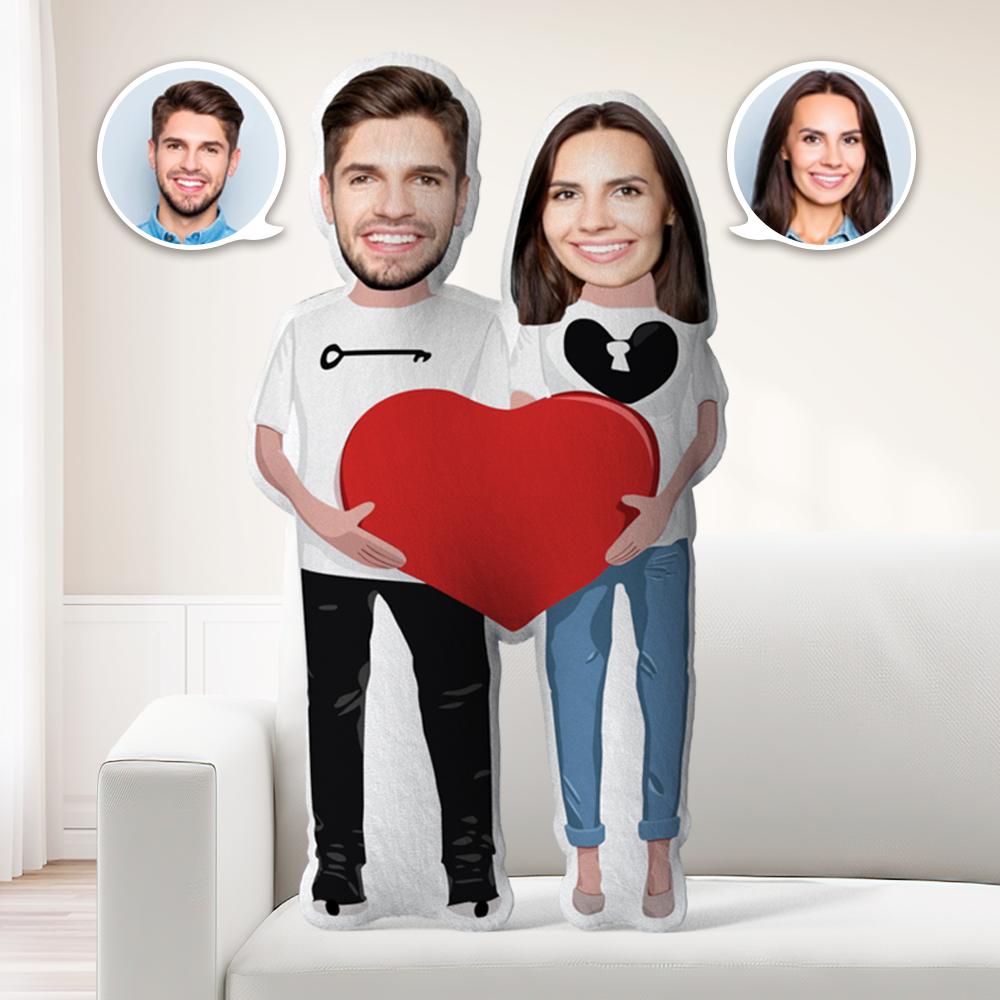 Custom Couple Face Pillow Personalized MiniMe Body Shape Pillow Unique Gift For Couple