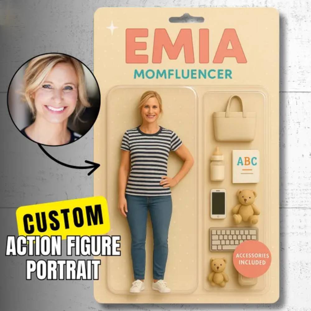 Custom 3D Effect Action Figure Pack Packaging Toy Box Style Art Gift Personalized Acrylic Keychain Gift for Dad - auphotoblanket