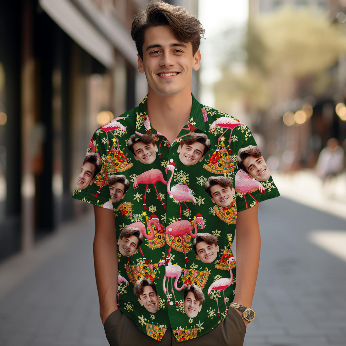 Custom Face Button-down Shirts Custom Face Shirts Christmas Gift For Him - auphotoblanket