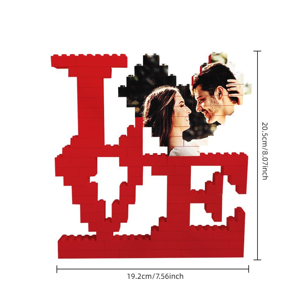 Custom Building Brick Photo Block Personalised Love Brick Puzzles Gifts for Lovers Valentine's Day Gifts - auphotoblanket
