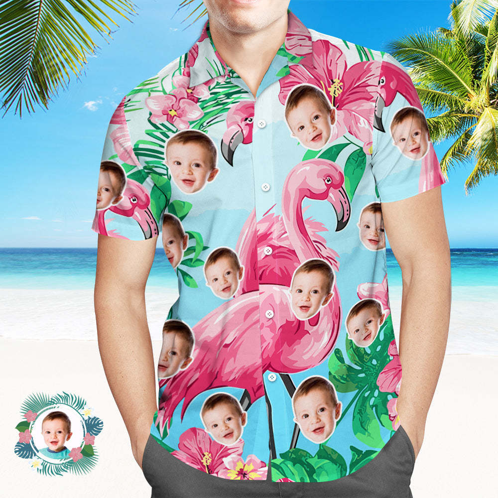 Upload Car Photo Custom Photo All Over Print Hawaiian Shirt Flamingo Summer Hawaiian Shirt for Men - auphotoblanket