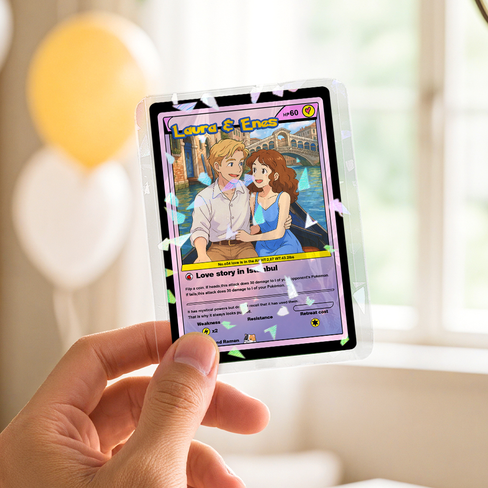 Custom Anime Acrylic Card Personalized Love Gift for Anniversary, Valentine's Day or Birthday - auphotoblanket
