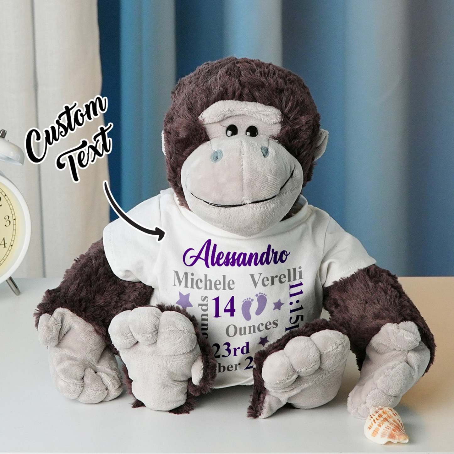 Personalized Animal Plush Stuffed Toy Birth Announcement Gift for Baby Shower - auphotoblanket