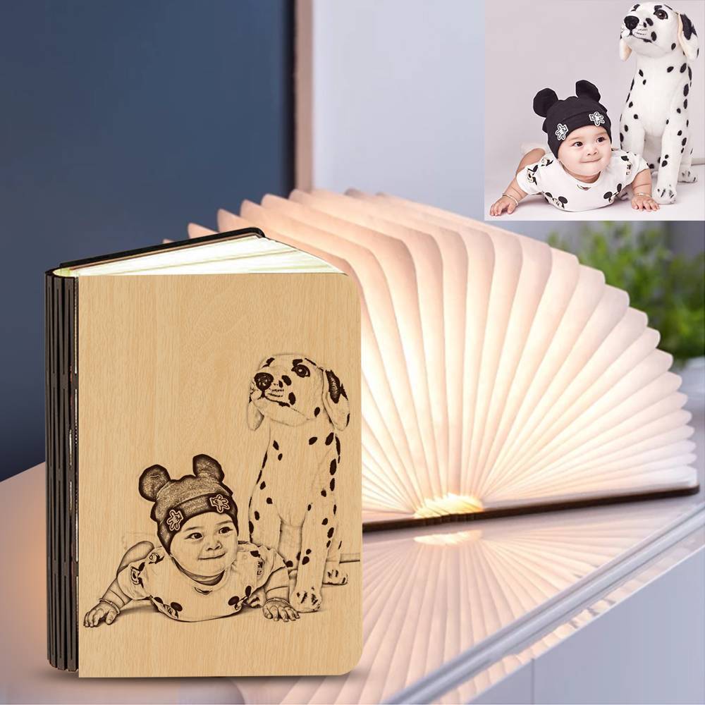 Custom Magic Book Light, Book Shaped Light Decorative Lamp, Baby Gift Reading Light - auphotoblanket