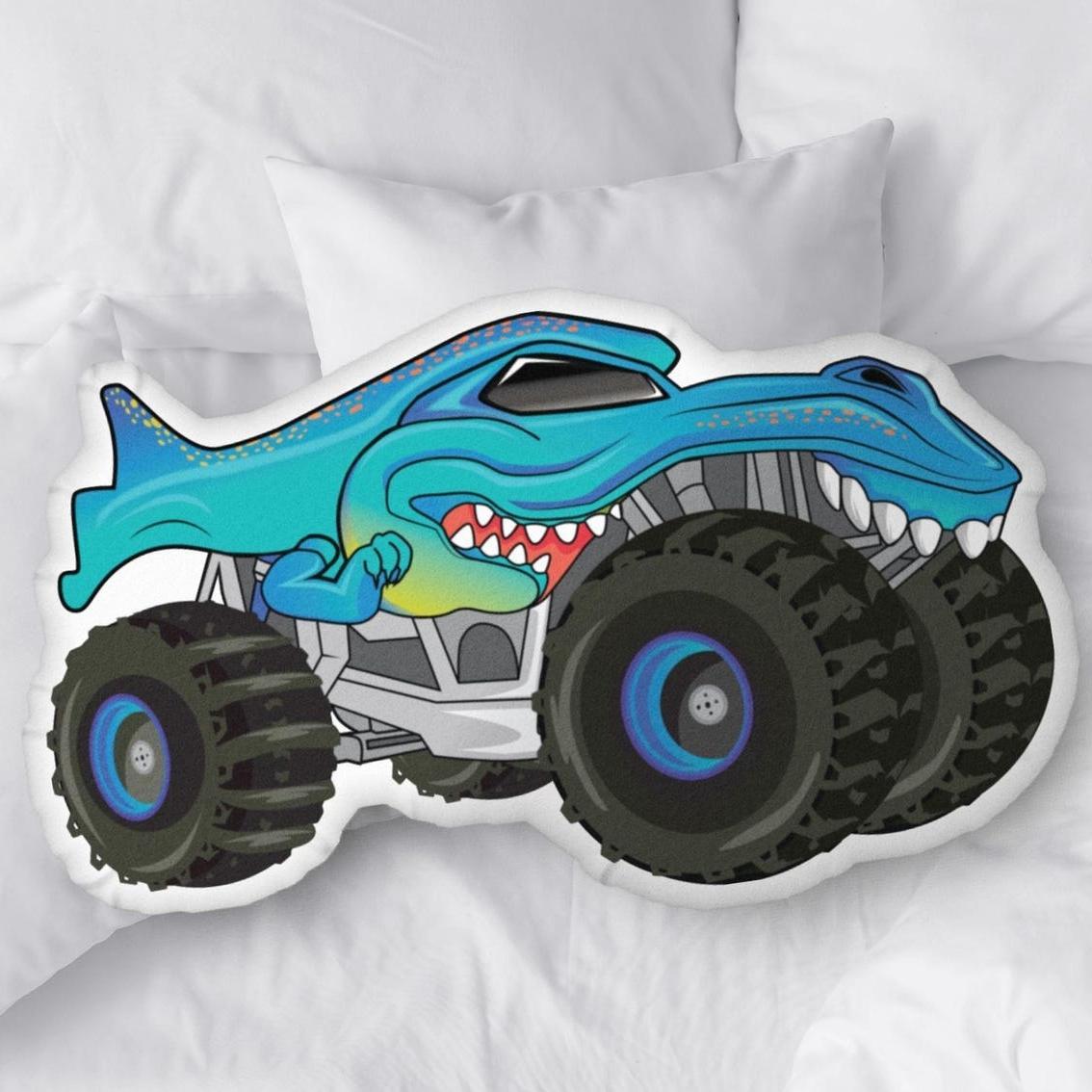 Monster Truck Shaped Pillow, Monster Truck Decorative Pillow, Kids Throw Pillow, Boys Room Decor - auphotoblanket
