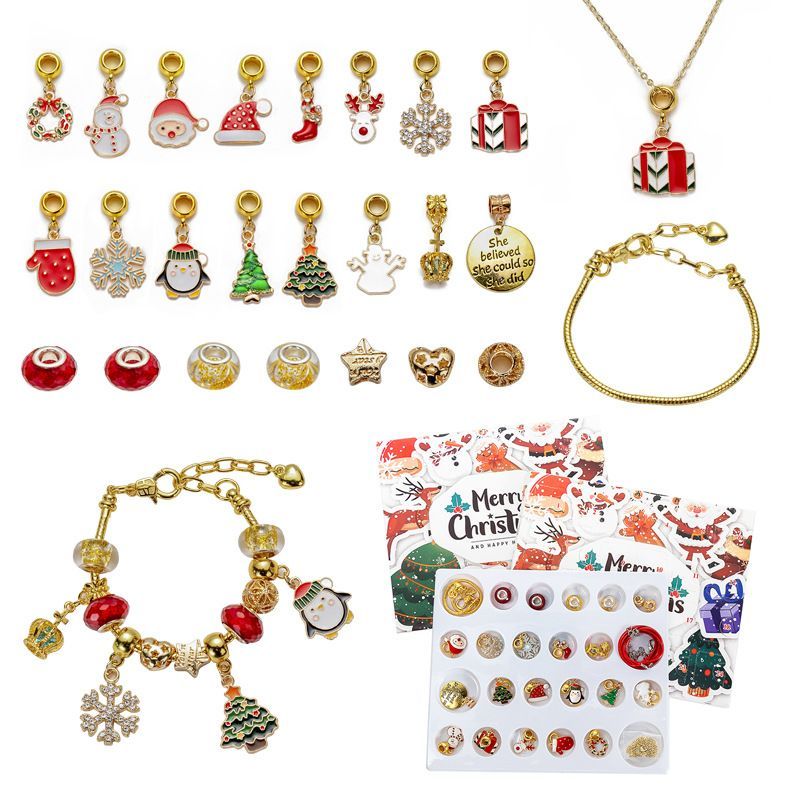 Christmas Princess Advent Calendar Bracelet 24 Days of Christmas Countdown Calendar Jewellery Blind Box, DIY Jewelry Making Kit with Charm Beads, DIY Christmas Bracelet Gifts for Girls - auphotoblanket