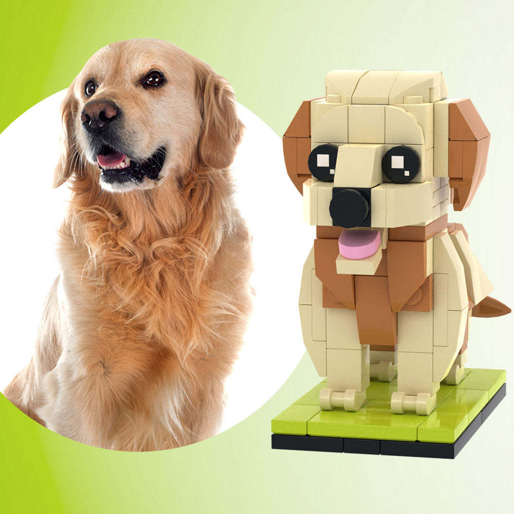 Fully Body Customizable Golden Retriever 1 Dog Photo Custom Brick Figures Small Particle Block Brick Me Figures Customized Golden Retriever Only - auphotoblanket