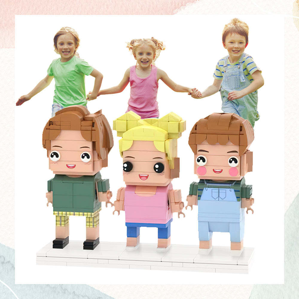 Creative Children's Growth Record Full Body Customizable 3 People Custom Brick Figures Small Particle Block - auphotoblanket