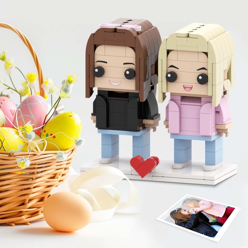 Easter BFF Fully Body 2 People Custom Brick Figures For Happy Easter Gift For Little BFF Girls Brick Me Figures - auphotoblanket