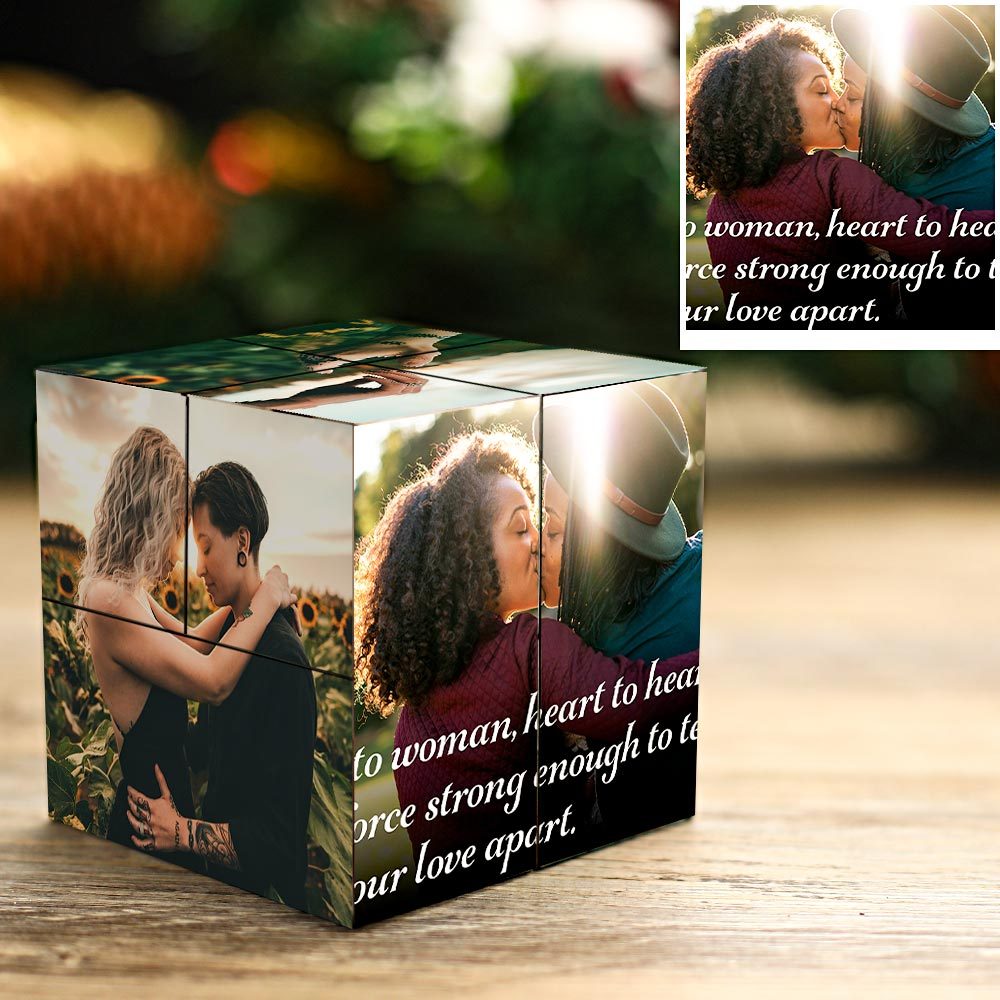 Custom Magic Folding Rubic's Cube Woman to Woman Lesbian Gift Ideas LGBT Gifts - auphotoblanket