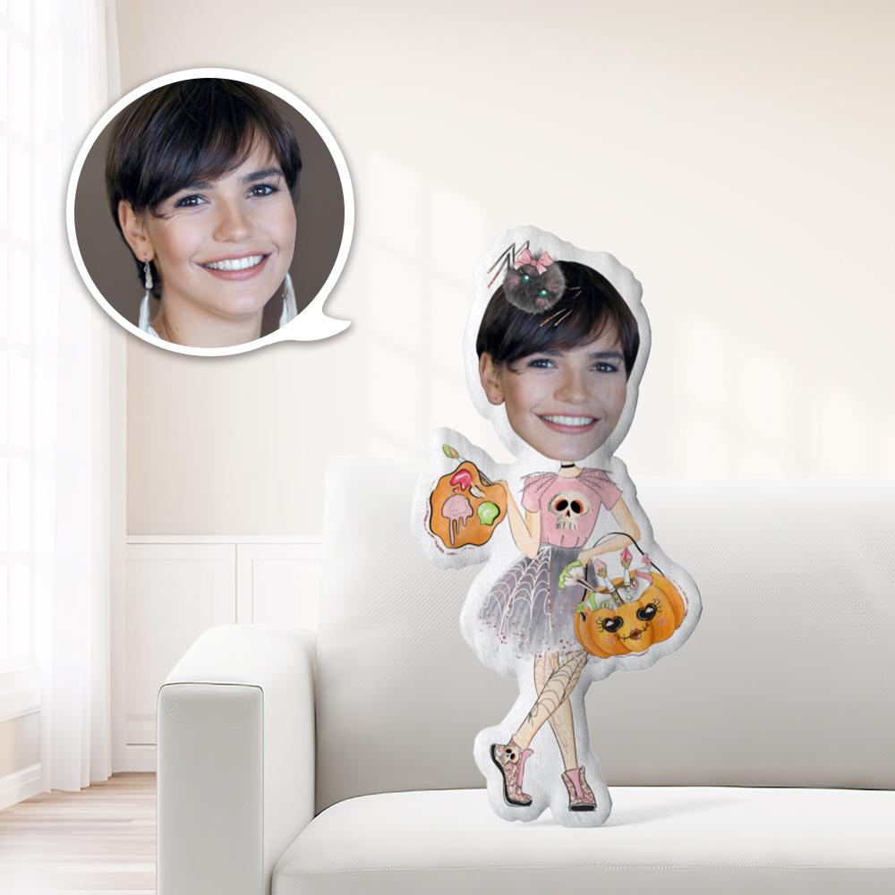 Photo Pillow Face Pillow Personalized Pillow Custom Pillow Minime Pillow Doll Pink Dress Girl Halloween - auphotoblanket